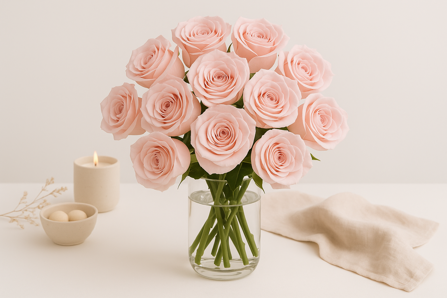 12 Pink Roses bouquet