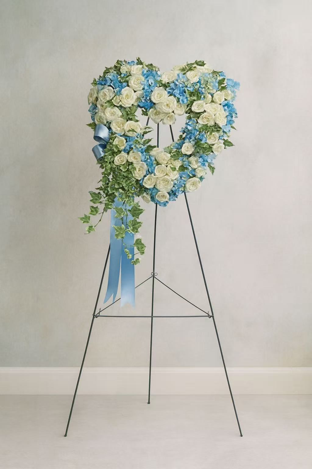 Blue & White Heart Wreath